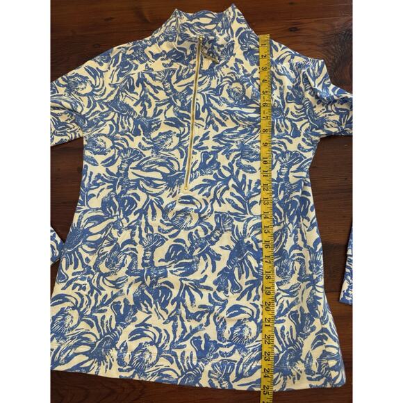 Lilly Pulitzer Lobstah Roll Skipper Popover Blue Lobster Quarter Zip Sz S EUC - Picture 7 of 15